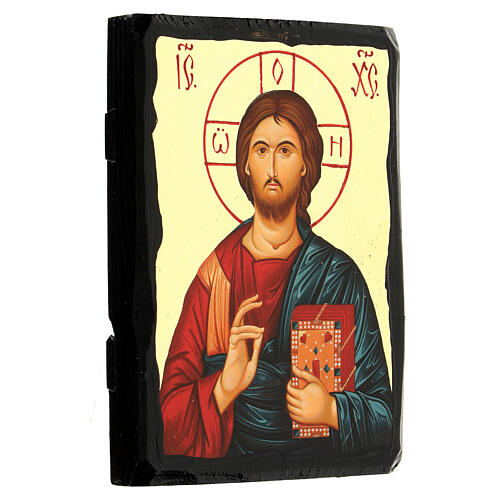 Ícone russo Pantocrator livro fechado linha Black and Gold 14x18 cm 3