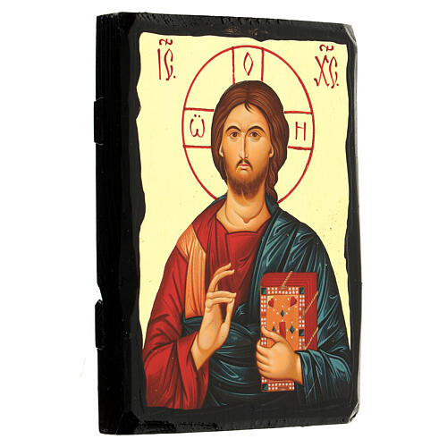 Icon of Jesus Pantocrator Black and Gold style 14x18 cm 3