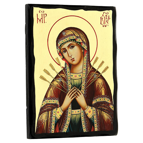 Black and Gold icon of Our Lady of Sorrows, 7x9 in 3