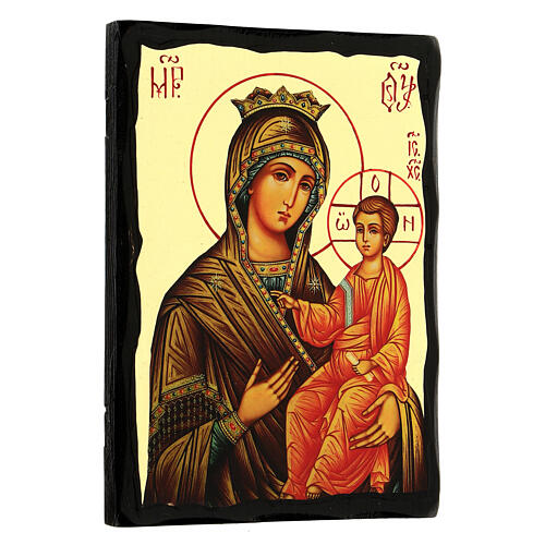 Russian icon Panagia Gorgoepikoos style Black and Gold 18x24 cm 3