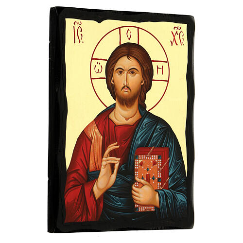 Ícone russo Cristo Pantocrator livro fechado linha Black and Gold 18x24 cm 3