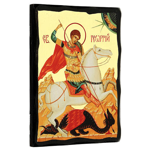 Antique Russian Icon Saint George Black and Gold Style 18x24 cm 3