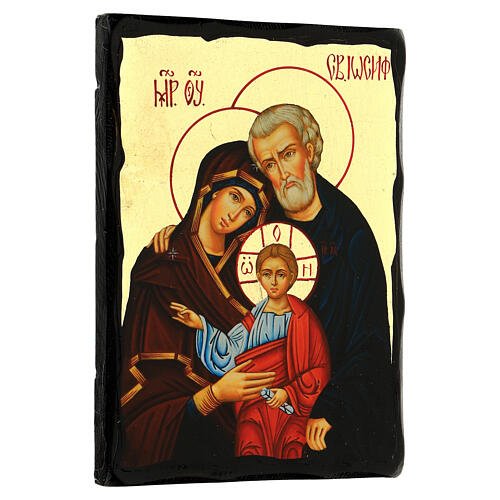 Black and Gold icon of the Holy Family, 7x9 in 3