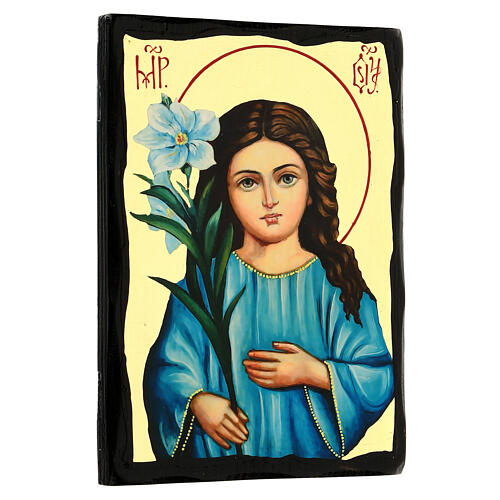 Russian Young Madonna icon Black and Gold 18x24 cm 3