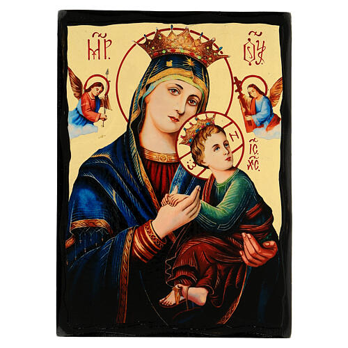 Russian icon, Black and Gold, Our Lady of Perpetual Help, 7x10 in 1