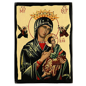 Black and Gold Russian icon, Our Lady of Perpetual Help, 7x10 in