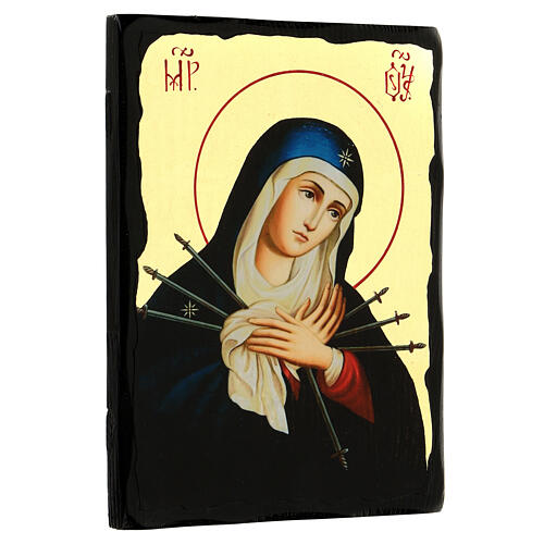 Black and Gold Russian icon, Our Lady of Sorrows, 7x10 in 3