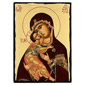 Black and Gold Russian icon, Virgin of Vladimir, 16x12 in