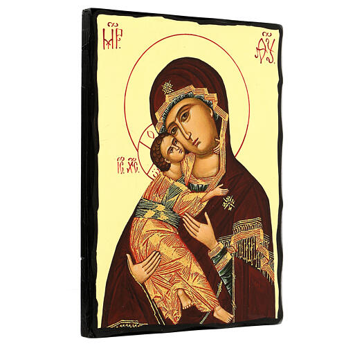 Black and Gold Russian icon, Virgin of Vladimir, 16x12 in 3