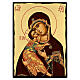 Black and Gold Russian icon, Virgin of Vladimir, 16x12 in s1