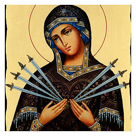 Russian Icon Mary Seven Sorrows 40x30 cm Black and Gold style