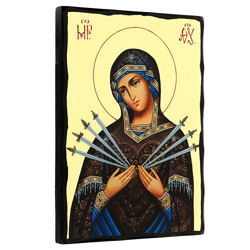 Russian Icon Mary Seven Sorrows 40x30 cm Black and Gold style 3