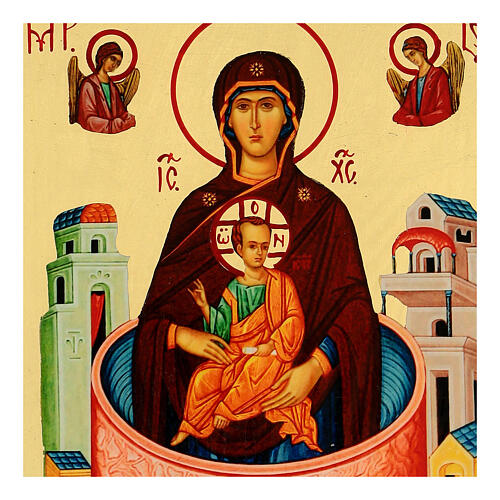 Icono Virgen de la Fuente de Vida estilo ruso Black and Gold 18x24 cm 2