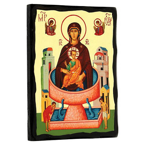 Icono Virgen de la Fuente de Vida estilo ruso Black and Gold 18x24 cm 3