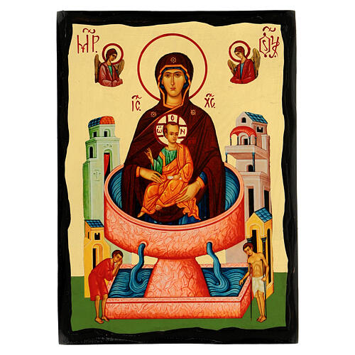 Icona Madonna della Sorgente di vita stile russo Black and Gold 18x24 cm  1