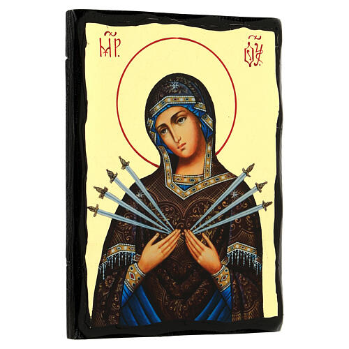 Our Lady of Sorrows, Black and Gold Russian icon, 7x10 in 3
