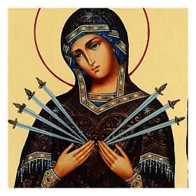  Icon of Seven Sorrows Russian Black and Gold style 18x24 cm