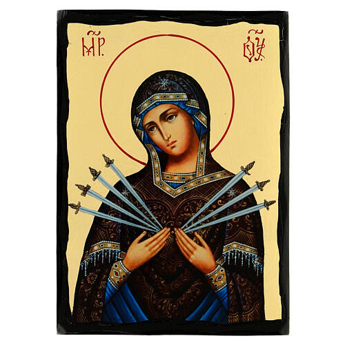  Icon of Seven Sorrows Russian Black and Gold style 18x24 cm 1