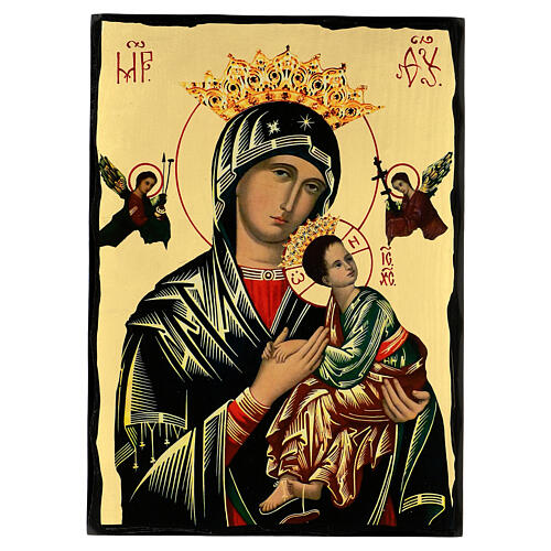 Russian icon of Our Lady of Perpetual Help, 16x12 in, Black and Gold collection 1