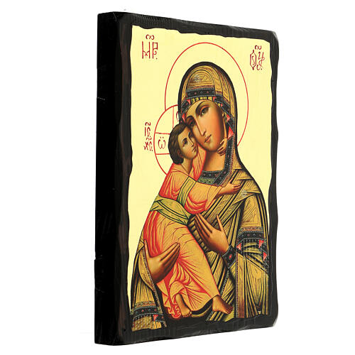 Russian icon of the Virgin of Vladimir, 12x8 in, Black and Gold collection 3