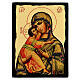 Russian icon of the Virgin of Vladimir, 12x8 in, Black and Gold collection s1
