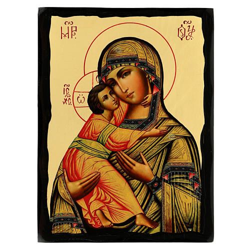 Russian Icon Lady of Vladimirskaya Black and Gold 30x20 cm 1