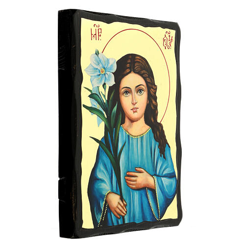 Russian icon of Child Mary, 12x8 in, Black and Gold collection 3
