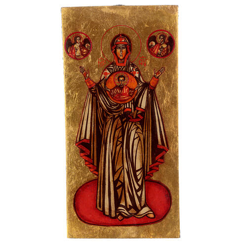 Our Lady of the sign, hand-painted icon, Romania, 12x6 in 1