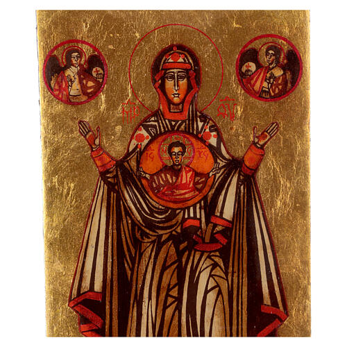 Nossa Senhora do Sinal ícone pintado à mão Roménia 30x20 cm 4