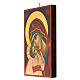 Icona rumena Madre di Dio Jaroslavskaja antichizzata sfondo scuro 14x18 cm s2