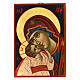 Romanian icon Mother of God Yaroslavskaya antiqued dark background 14x18 cm s1
