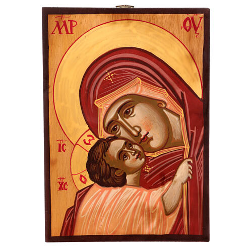 Icona rumena Madre di Dio Muromskaja dipinta 14x18 cm 1