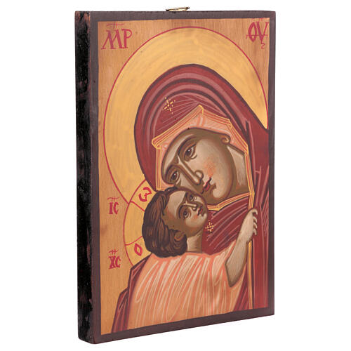 Ícone romeno Mãe de Deus de Murom pintada 14x18 cm 2