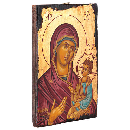 Romanian hand-painted icon, Mother of God of Smolensk, 5.5x7 in 2