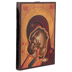 Romanian painted icon of the Virgin of Vladimir, 5.5x7 in