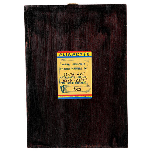 Icono Virgen de Vladimir Rumanía pintado 14x18 cm 3