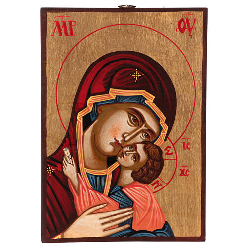 Ícone romeno Mãe de Deus de Kasper pintado 14x18 cm 1