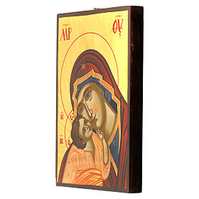 Icona rumena Madonna Jaroslavl dipinta Bambino manto rosa 14x18 cm