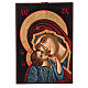 Icono Virgen Jaroslavl Niño capa azul fondo dorado pintado Rumanía 14x18 cm s1