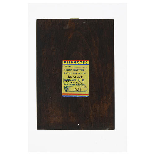 Icono Madre de Dios Jaroslavskaja Rumanía pintado 14x18 cm fondo dorado 3