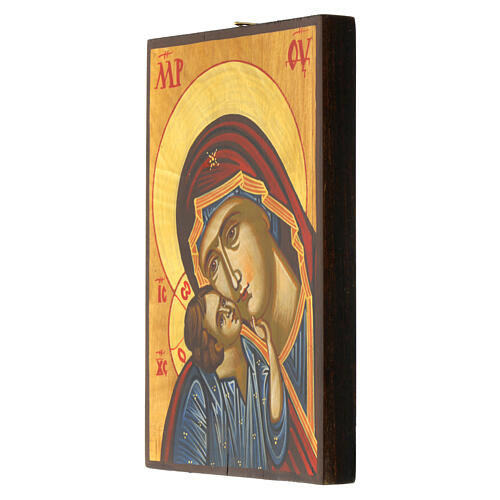 Ícone Mãe de Deus Yaroslavl Roménia pintado 14x18 cm fundo ouro 2