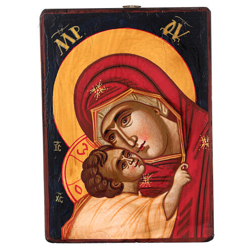 Icône Mère de Dieu Muromskaya Roumanie peinte 14x18 cm 1