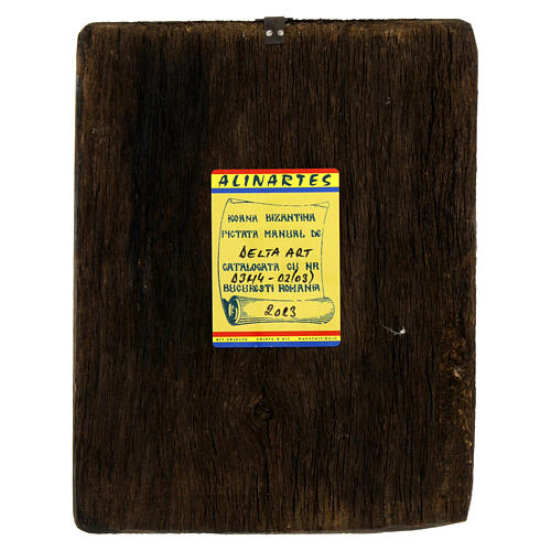 Icono rumano pintado Madre de Dios Smolénskaja 14x18 cm 3