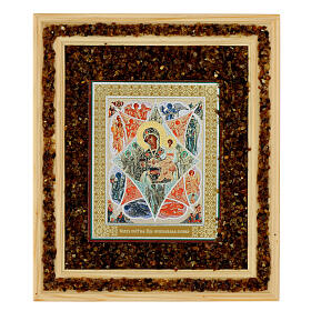 Ikone – Der Brennende Dornbusch, Holz und Bernstein, 21x18 cm