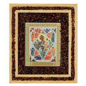 Icon of the Burning Bush with amber, Russia, 8x7 in