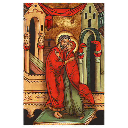 Romanian painted icon of Saints Anne and Joachim, 16x12 in 2