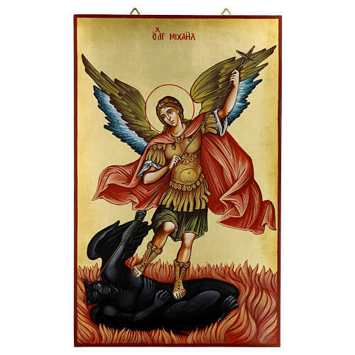 Icona San Michele dipinta a mano Romania 80x50 cm 1