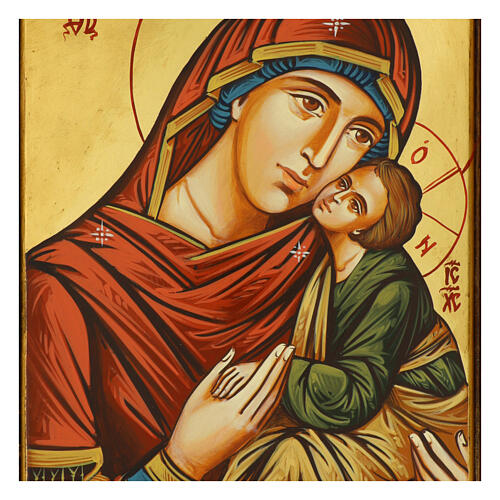 Icono rumano pintado Virgen Eleusa 60x40 cm 2