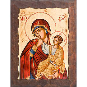Ícone Mãe de Deus alegria e consolo capa vermelha