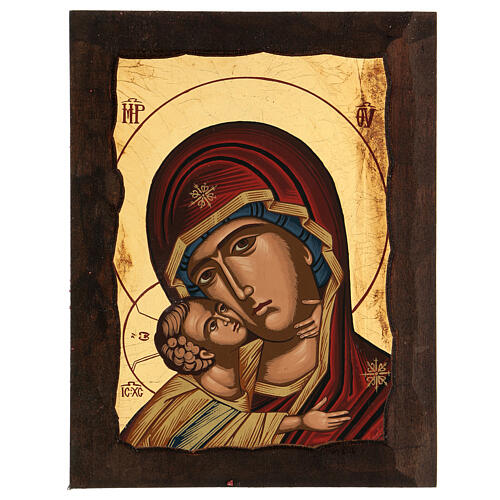 Icona Madre di Dio della tenerezza manto rosso 1